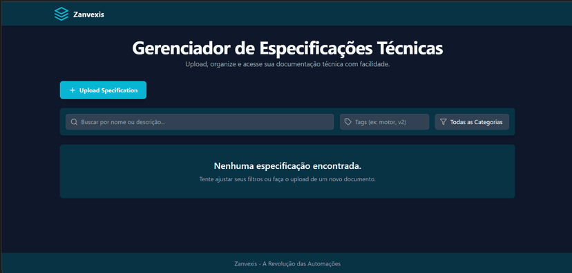 Gerenciador de Especificações Técnicas Zanvexis