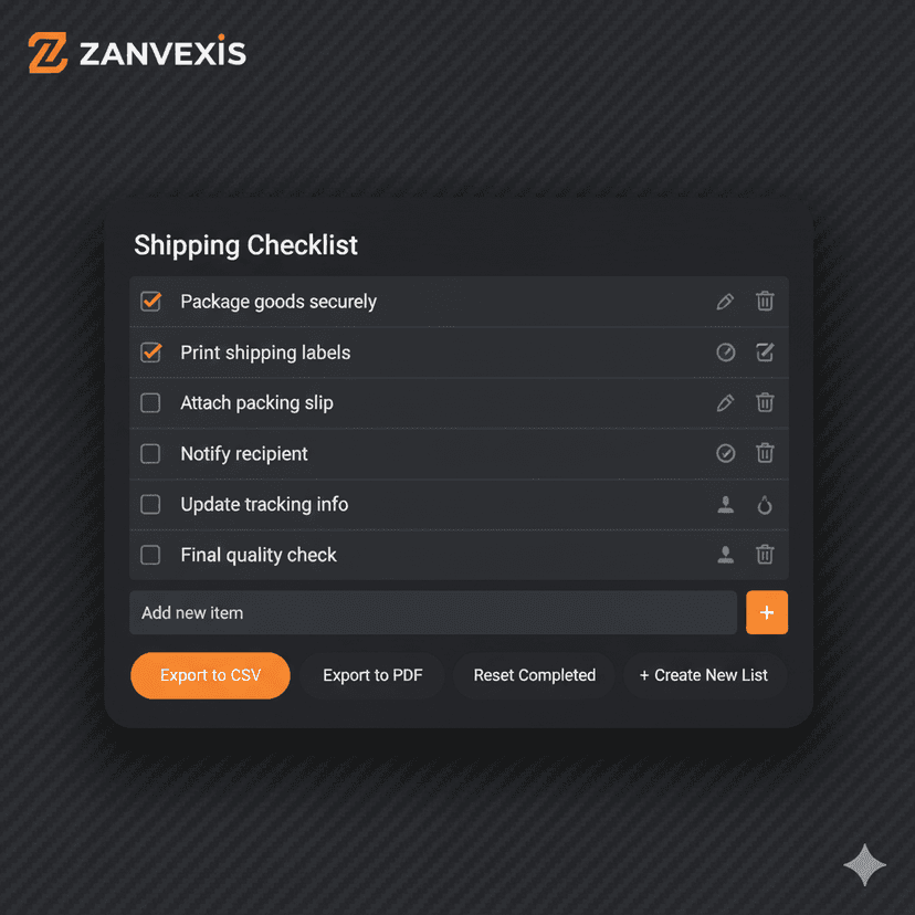 Zanvexis Checklist